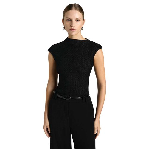 Cue Soft Shirred Jacquard Top